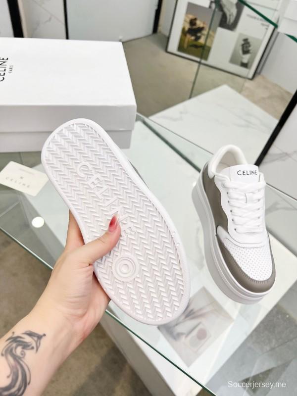2025 Women CELINE White Grey Leather Sneakers