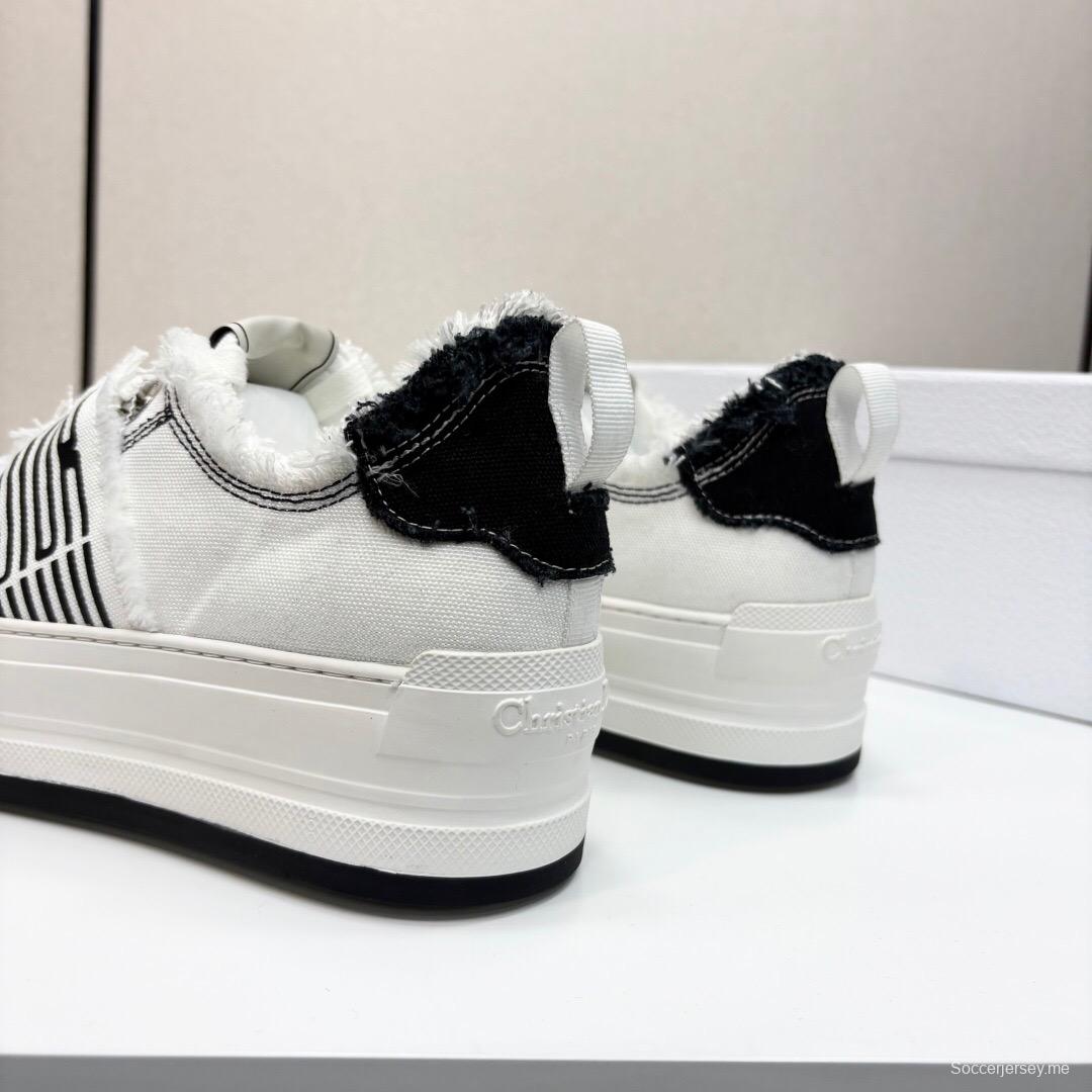 2025 Women Dior White Black Canvas Sneakers LY00300