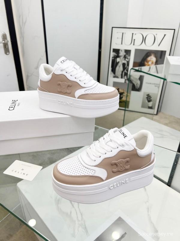 2025 Women CELINE White Beige Leather Sneakers