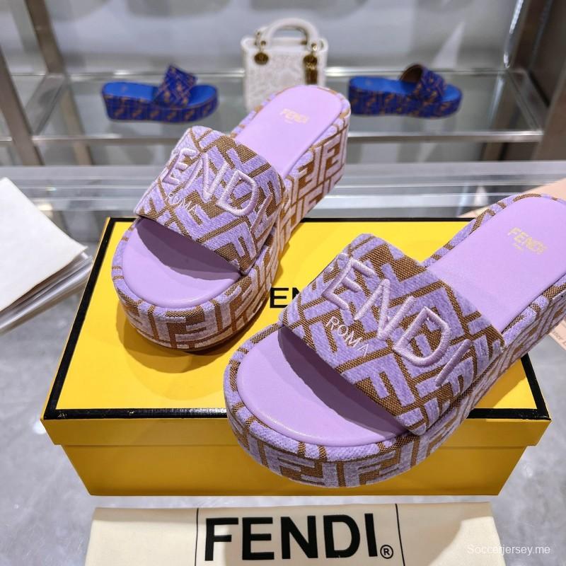 2025 Fendi Pink Canvas Slippers KFY00240