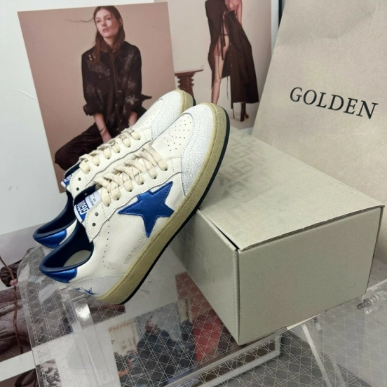 2024 Unisex GGDB White Blue Leather Sneakers MJ00260