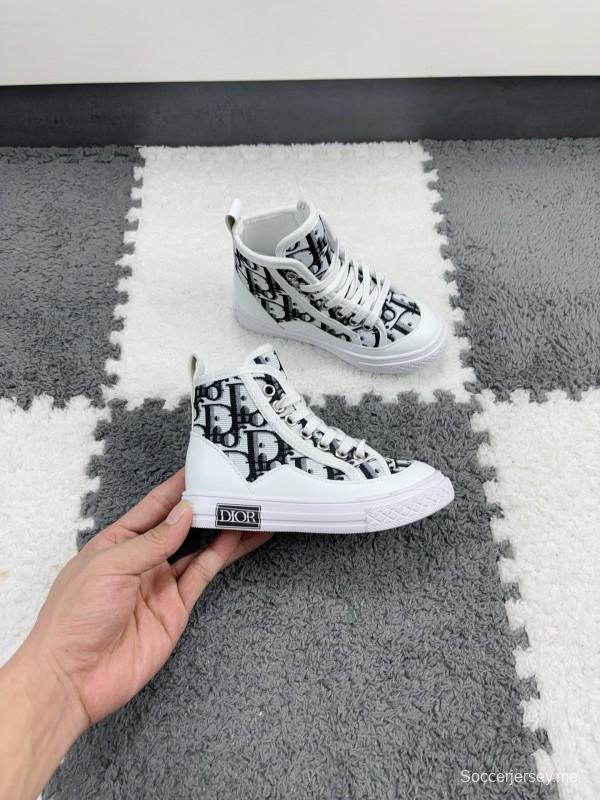 2024 Kids Dior Black White Canvas Sneakers