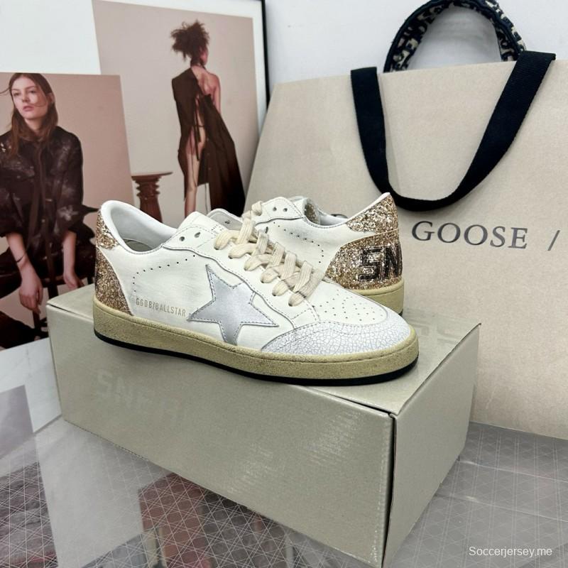 2024 Unisex GGDB White Silver Glitter Leather Sneakers MJ00260