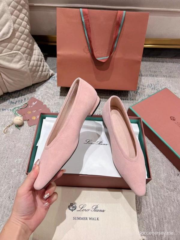 2025 Women LP Pink Suede Ballet Flats LY00300