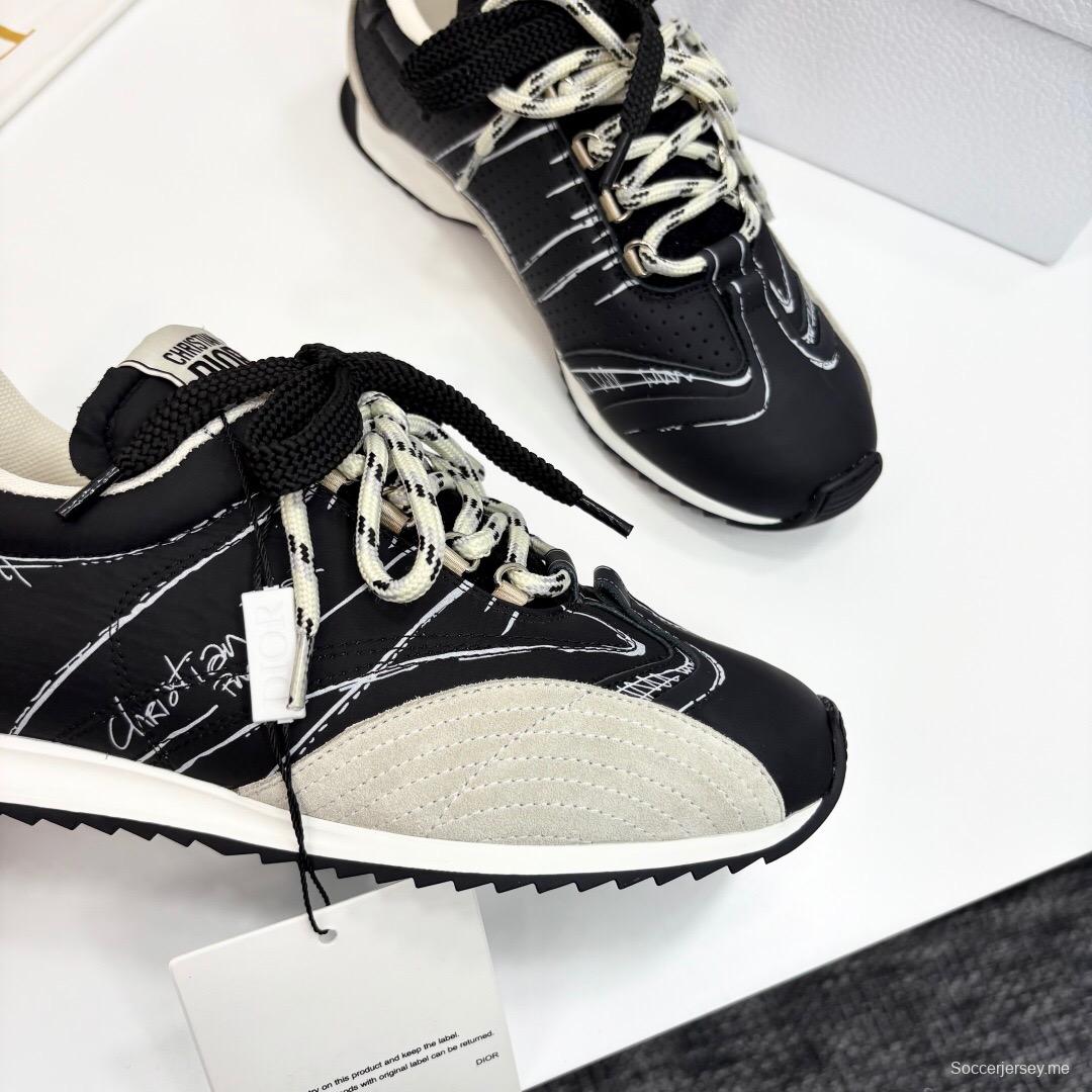 2025 Unisex Dior Black White Suede Leather Mesh Sneakers LY00300