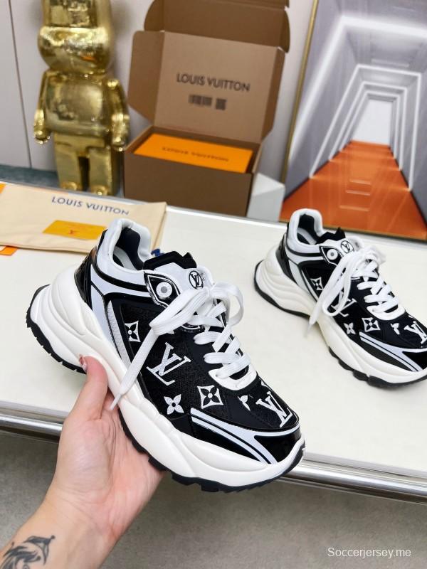 2025 Unisex Louis Vuitton Black White Fabric Leather Sneakers LY00340(F)/LY00341(M)