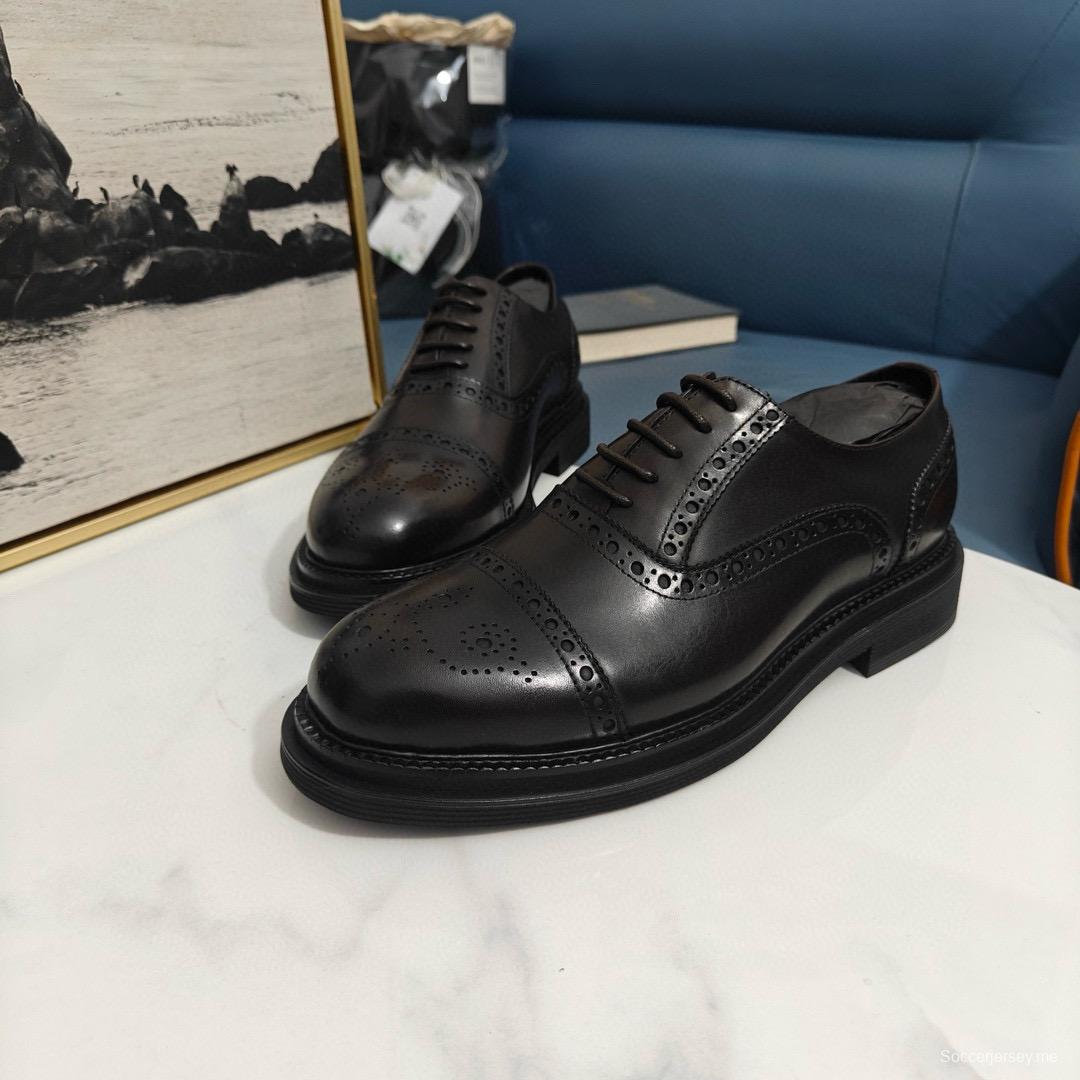 2024 Men Dolce & Gabbana Black Leather Derby Shoes MJ00420