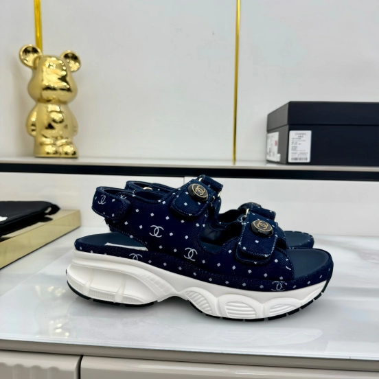 2025 Women Chanel Navy Denim Sandal Sneakers LY00330