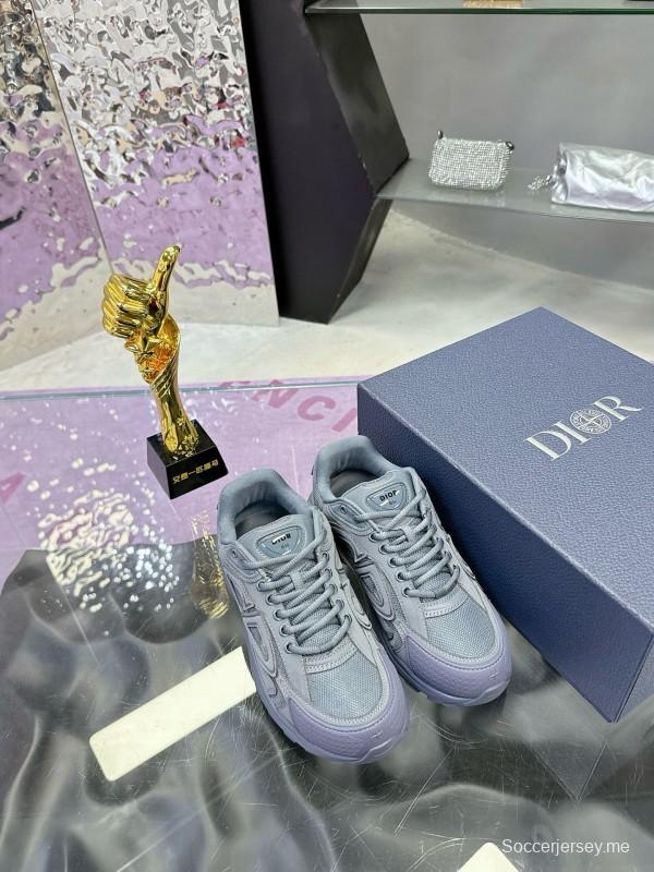 2024 Unisex Dior Stone Island Grey Mesh Tech Fabric B30 Sneakers MJ00330