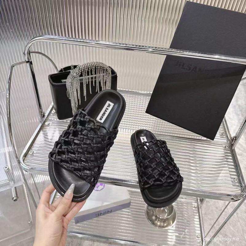 2025 Slippers Jil Sander Black Leather Braided