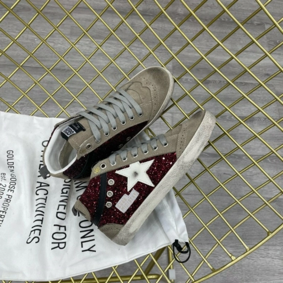 2024 Unisex GGDB Red Black White Suede Glitter High-Top Sneaker MJ00300