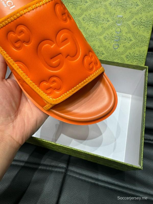 2024 GUCCI orange leather slippers MJ00200