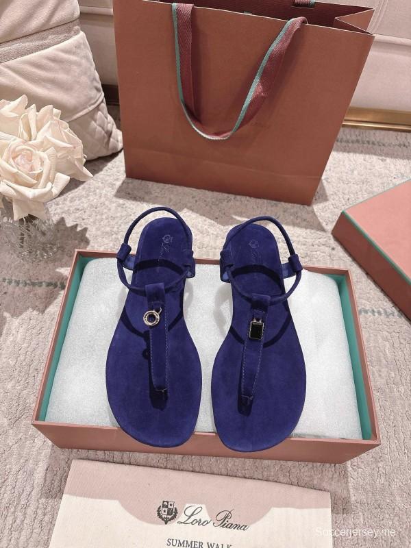 2025 Women LP Blue Suede Sandals