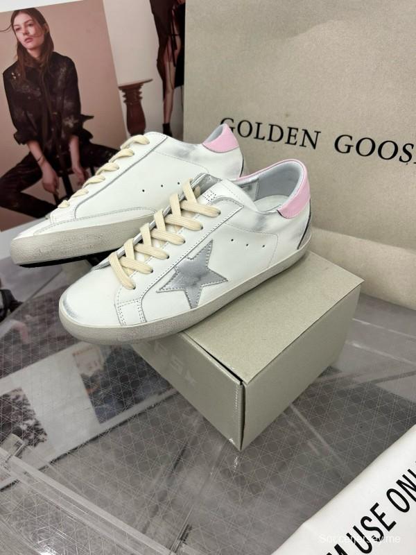 2025 Women GGDB White Pink Cowhide Leather Sneakers