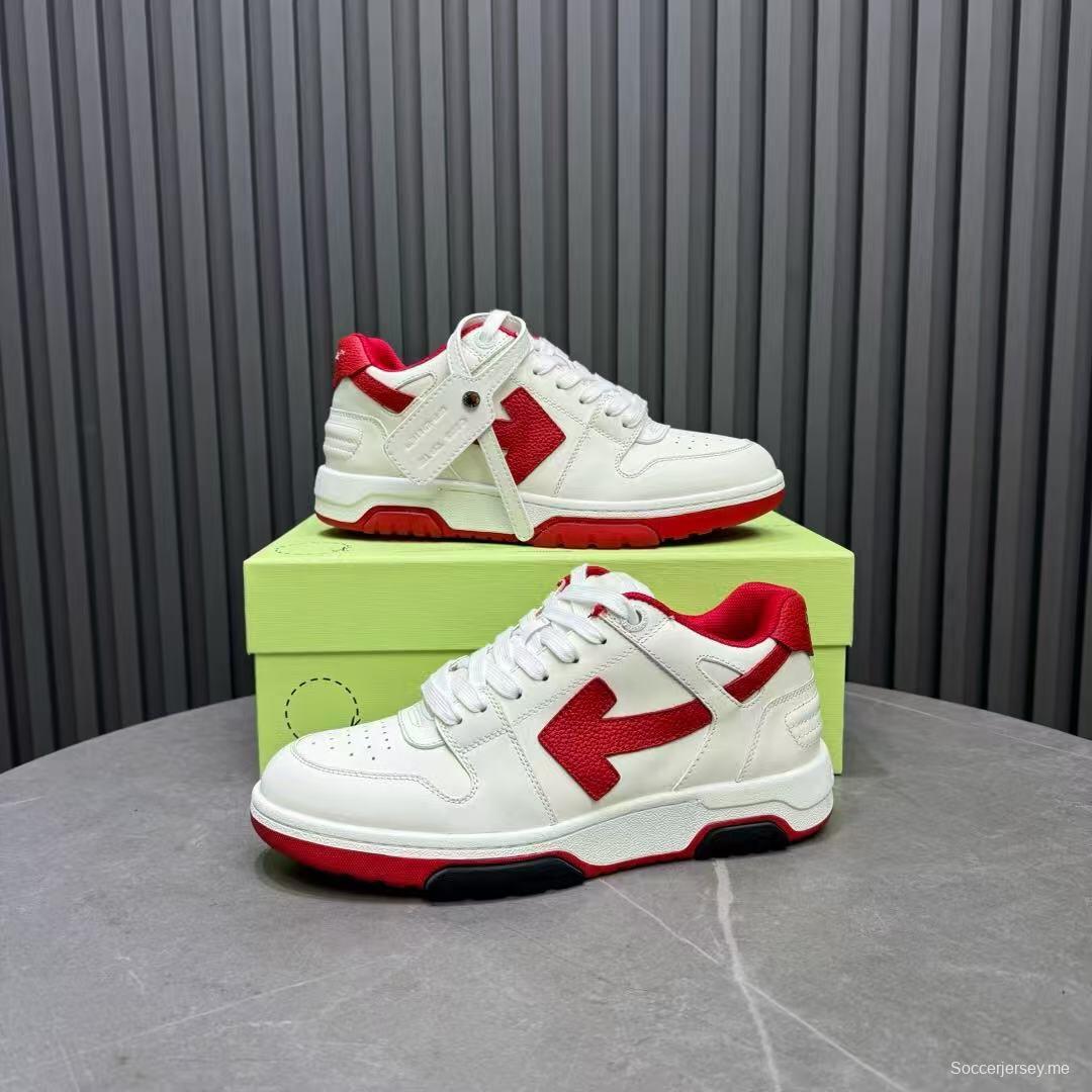 2025 Unisex Off-White White Red Leather Sneakers KFY00320