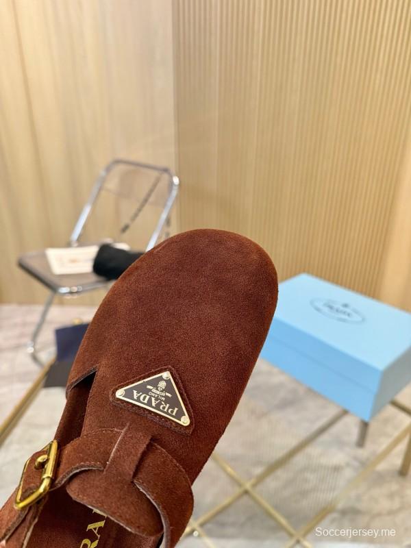 2025 Women Prada Brown Suede Sandal LY00280