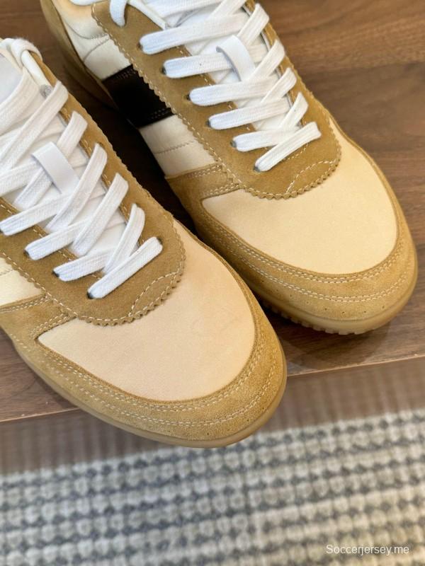 2025 Men TOM FORD Beige Brown Suede Leather Sneakers LY00360