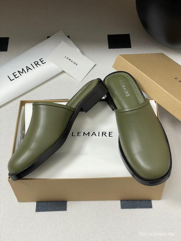 2025 Slippers Lemaire Green Leather Slippers KFY00310