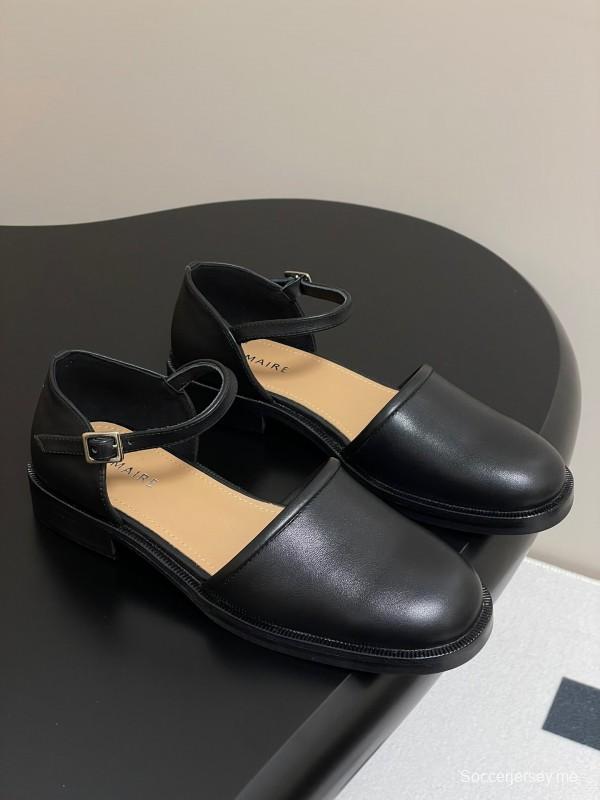 2025 Women Lemaire Black Leather Mary Jane Shoes KFY00320