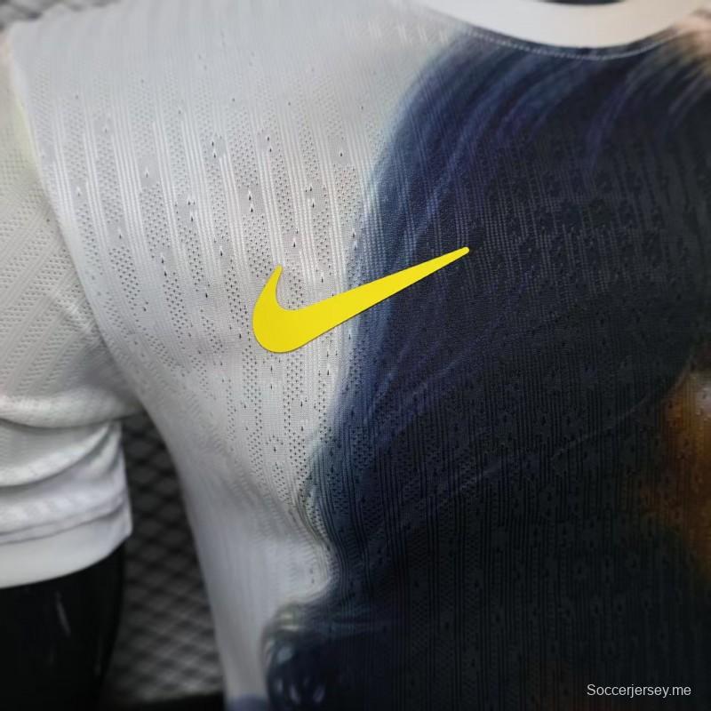 إصدار اللاعب 2025 قميص أبيض مع صورة المسيح يصلي على قميص البرازيل 2025