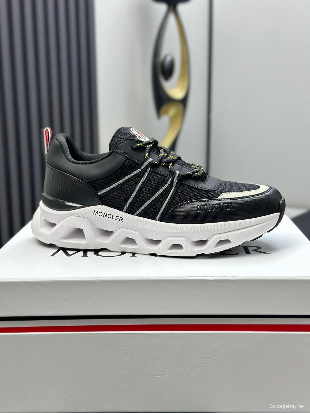 2025 Unisex Moncler Black Nylon Rubber Outdoor Sneakers AS00390