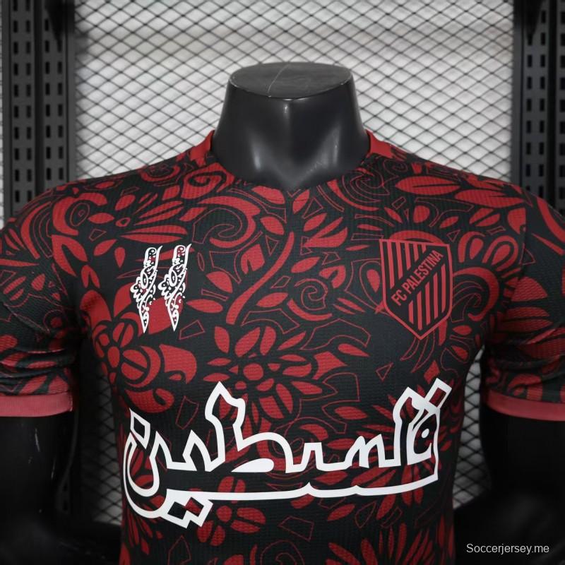 إصدار اللاعب 25/26 قميص أحمر بنقشة زهور تقليدية مع قميص بنقشة زهور تقليدية