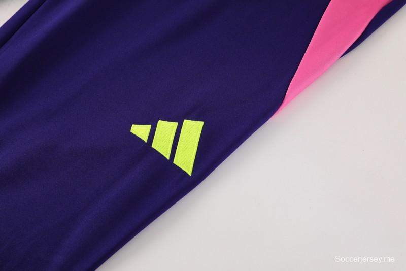 2025 Adidas Purple/Neon Green Half Zipper Jacket +Long Pants