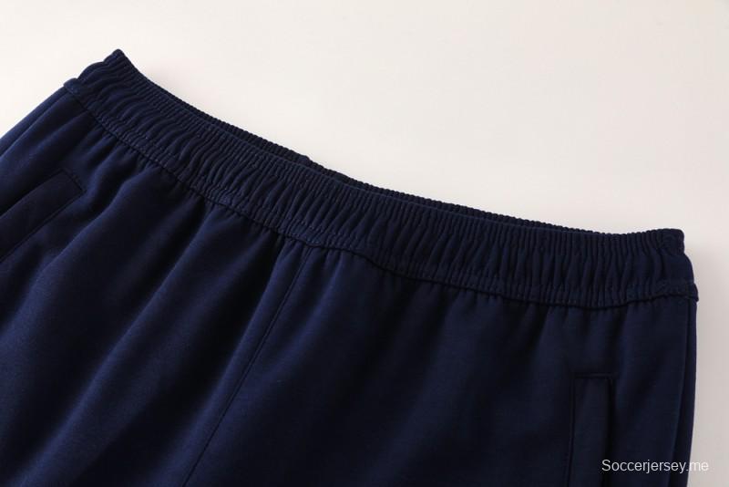 25/26 هودي ريال مدريد بسترة بغطاء أزرق داكن اللون الكحلي بسحاب كامل + بنطال طويل