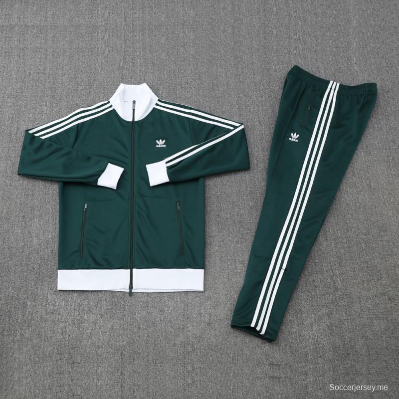 2025 Adidas Original Green Full Hoodie Zipper Jacket +Long Pants
