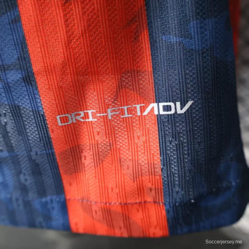 إصدار اللاعب 25/26 قميص برشلونة المنزلي أزرق مخطط بالأحمر مع راعي سبوتيفاي