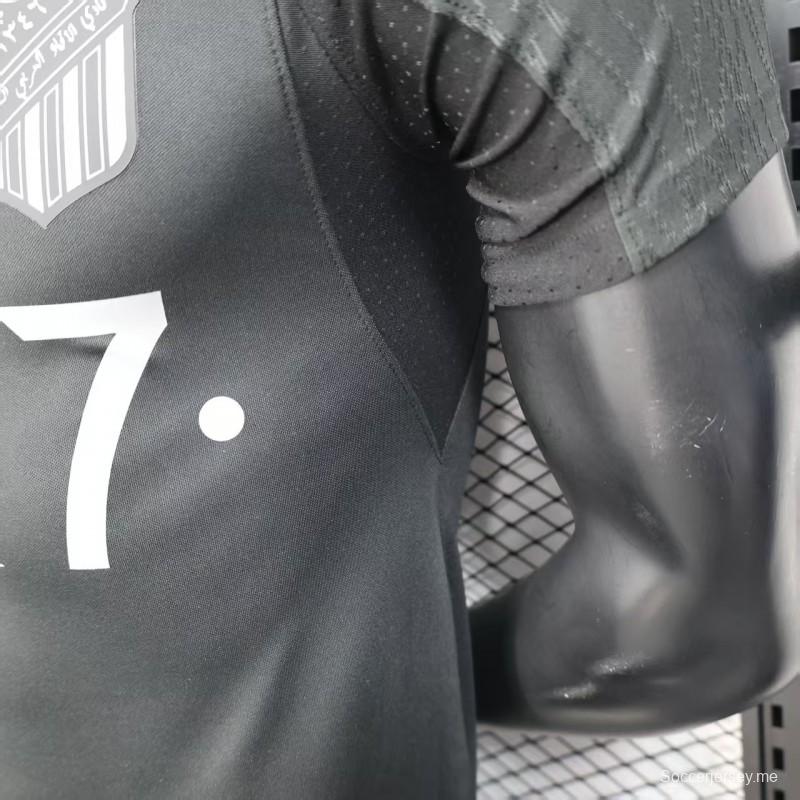 نسخة اللاعب 25/26 قميص بطل الأهلي الأسود مع الراعي الفضي