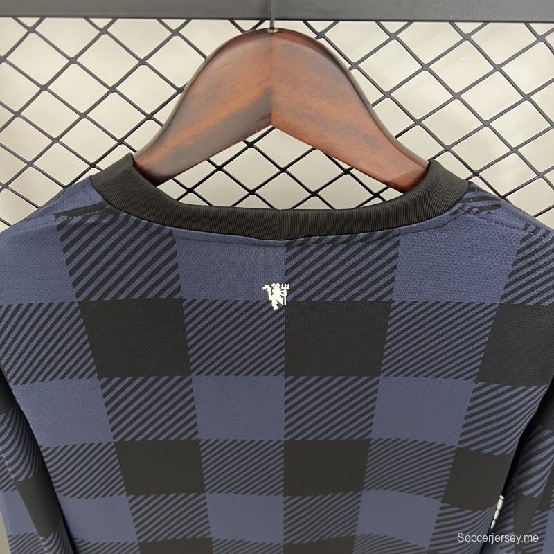 13/14 قميص مانشستر يونايتد ريترو مانشستر يونايتد بأكمام طويلة أسود اللون