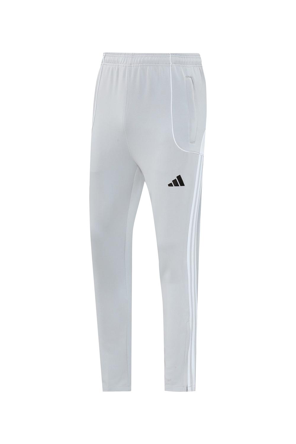 25/26 ريال مدريد جاكيت بسحاب كامل رمادي/أبيض + بنطلون طويل