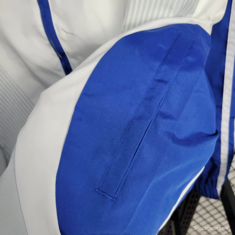 2025 جاكيت اليونان جاكيت أبيض/أزرق واقي من الرياح