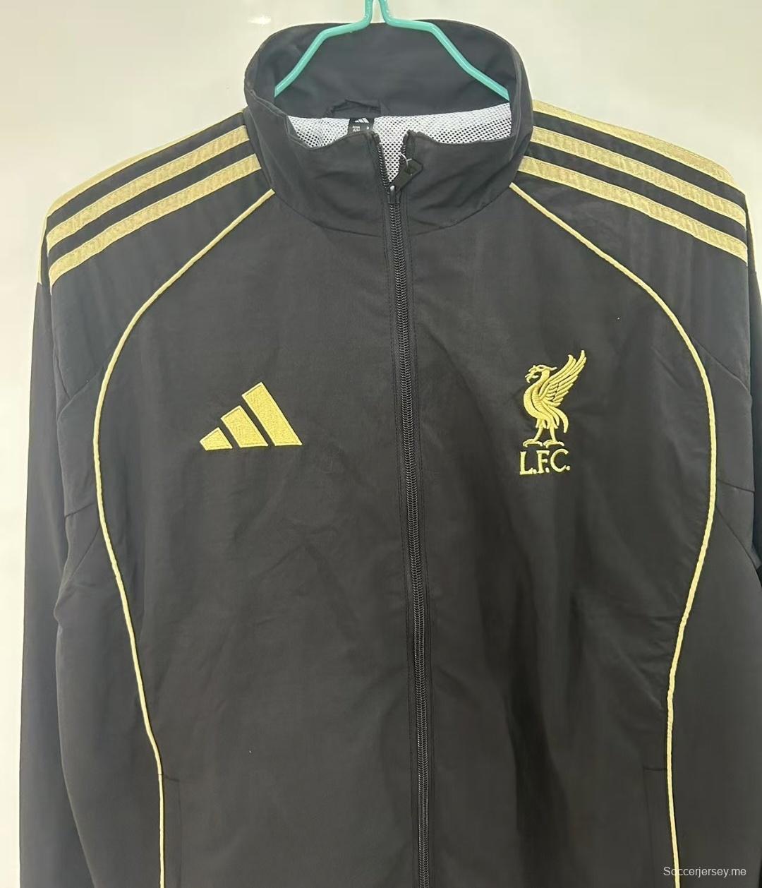 25/26 ليفربول سترة واقية من الرياح السوداء