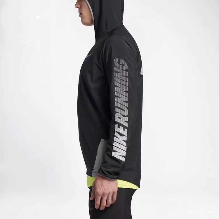 2025 سترة واقية من نايك أبيض/أسود كامل بسحاب أبيض/أسود