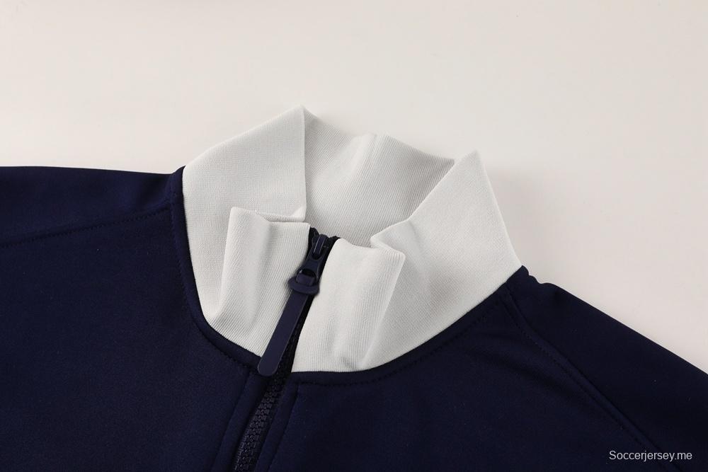 2025 NIKE جاكيت أسود/أبيض بسحاب كامل + بنطلون طويل