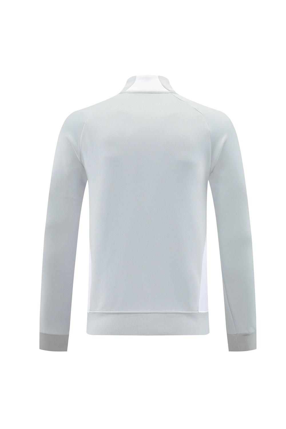 25/26 جاكيت ريال مدريد رمادي كامل بسحاب + بنطلون طويل