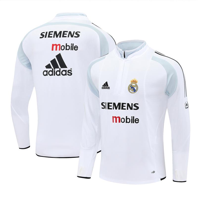 Retro 04/05 Real Madrid White Half Zipper Jacket