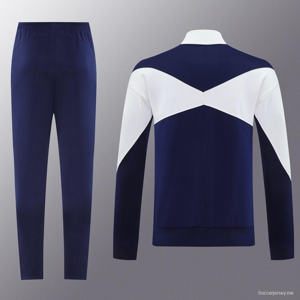 2025 NIKE جاكيت أسود/أبيض بسحاب كامل + بنطلون طويل