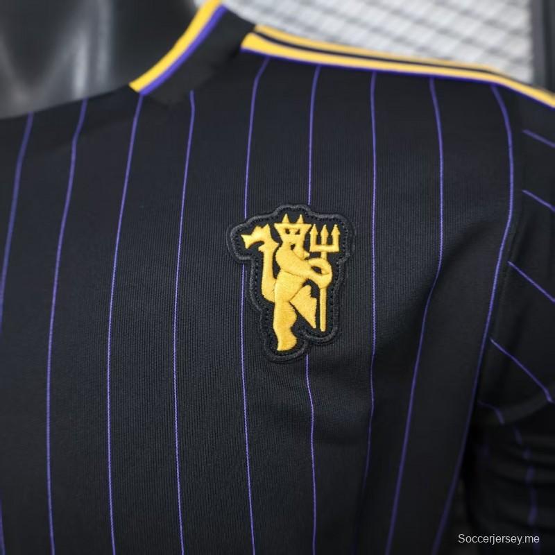 إصدار اللاعب 25/26 قميص مانشستر يونايتد كاجوال أسود اللون أسود اللون أسود كاجوال