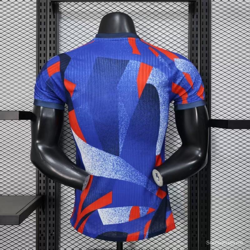 إصدار اللاعب 25/26 قميص نادي برشلونة أزرق بنقشة هندسية مجردة