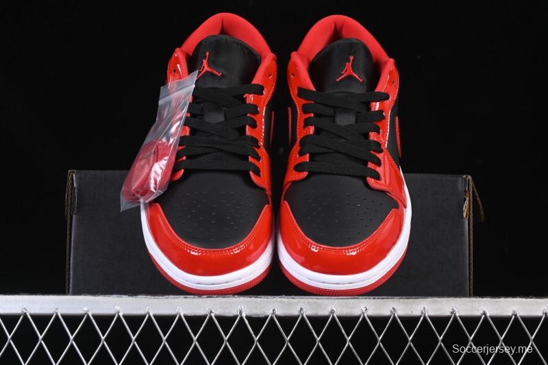 نايك اير جوردان 1 اير جوردان 1 لاو AJ1 جلد براءات الاختراع AJ1 حذاء رياضي كاجوال أسود أحمر منخفض القمة HV4089-006