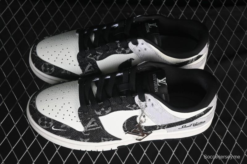 حذاء تزلج نايك SB Dunk Low LV Collaboration باللون الأسود الرمادي الدنيم منخفض الكاجوال المخصص - SC0601-473