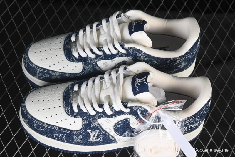 حذاء نايك اير فورس 1 '07 منخفض من نايك اير فورس 1 '07 LV Collaboration حذاء رياضي كاجوال أزرق أبيض - YF9511-811