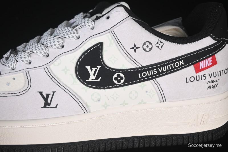 حذاء نايك اير فورس 1 '07 منخفض LV Collaboration Black Swoosh Woven Label Sneakers كاجوال - CX505050-Y23