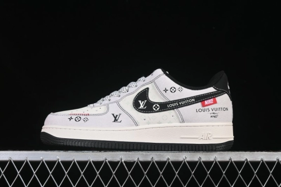 حذاء نايك اير فورس 1 '07 منخفض LV Collaboration Black Swoosh Woven Label Sneakers كاجوال - CX505050-Y23