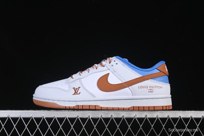 حذاء تزلج نايك SB Dunk Low LV Collaboration أبيض رمادي بني أزرق مخصص للذكرى السنوية حذاء تزلج كاجوال منخفض عالي الجودة SC0601-474