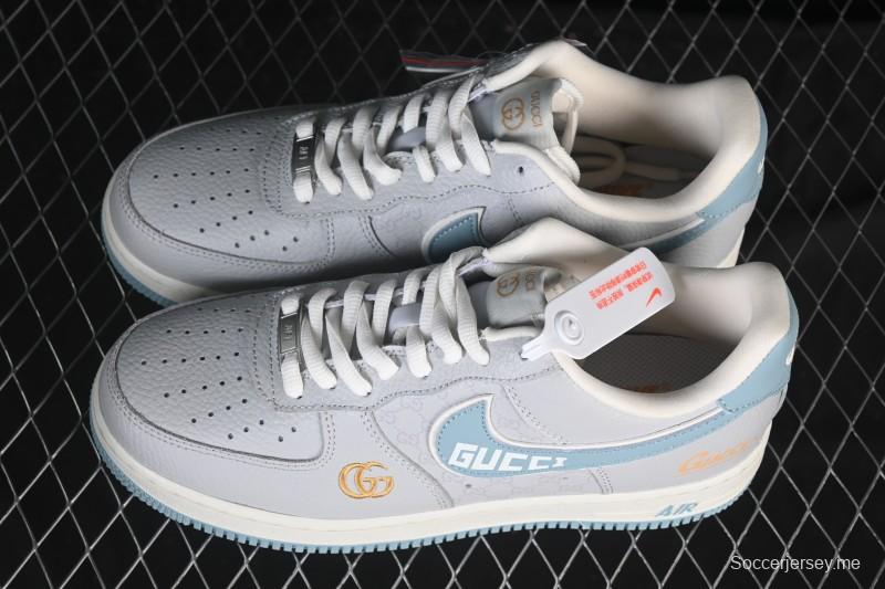 حذاء نايك اير فورس 1'07 منخفض من نايك بالتعاون مع غوتشي حذاء رياضي كاجوال أزرق رمادي - YF9511-800