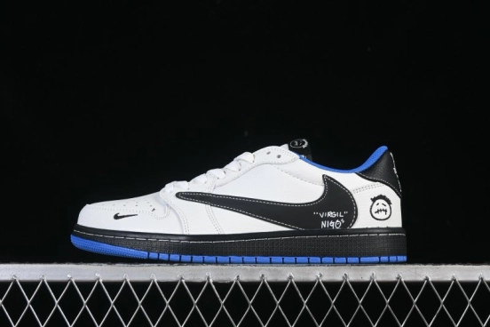 حذاء نايك ترافيس سكوت x Fragment Design x Air Jordan 1 Low OG SP AJ1 AJ1 Swoosh أزرق منخفض الساقين كاجوال - DZ5899-027